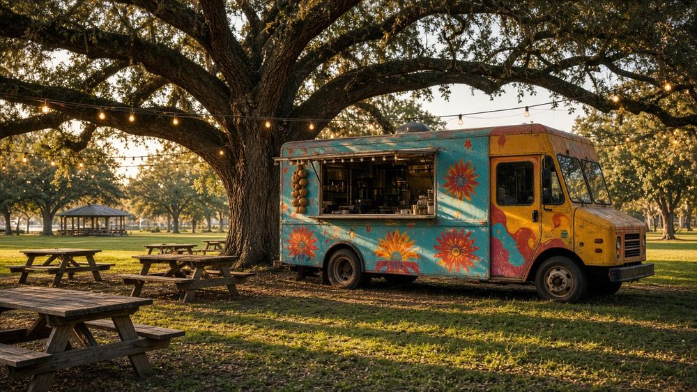 AI-generated scene of a food truck serving customers